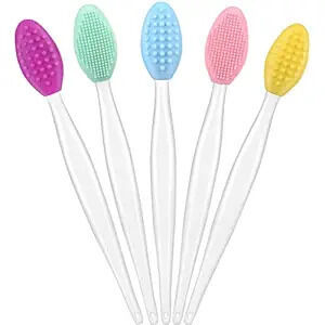 5 Pcs Lip Scrub Brush,Lip Scrubber Exfoliator,Double-Sided Silicone Lip Brush